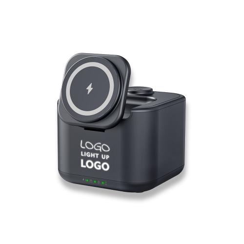 Işıklı Logo Hoparlörlü Magsafe Şarj Standı (Telefon, Kulaklık, Saat)