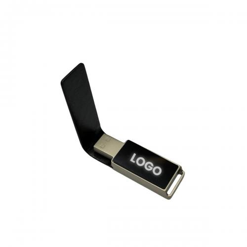Deri Kapaklı Beyaz Işıklı USB Bellek 32GB